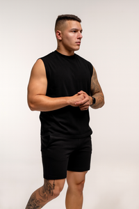 PLAYERA TANK SEMI OVERSIZE NEGRA 220 GSM