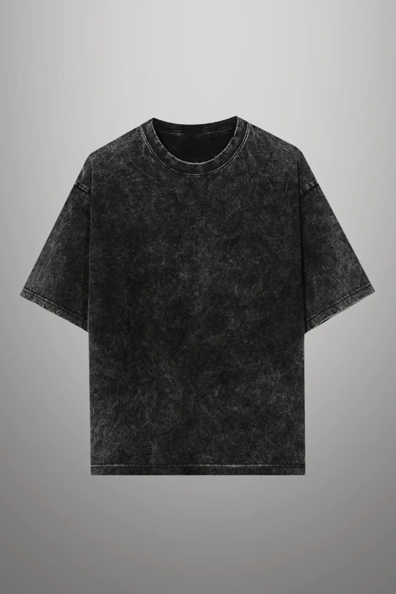SEMI OVERSIZE ACID WASH BLACK 240 GSM