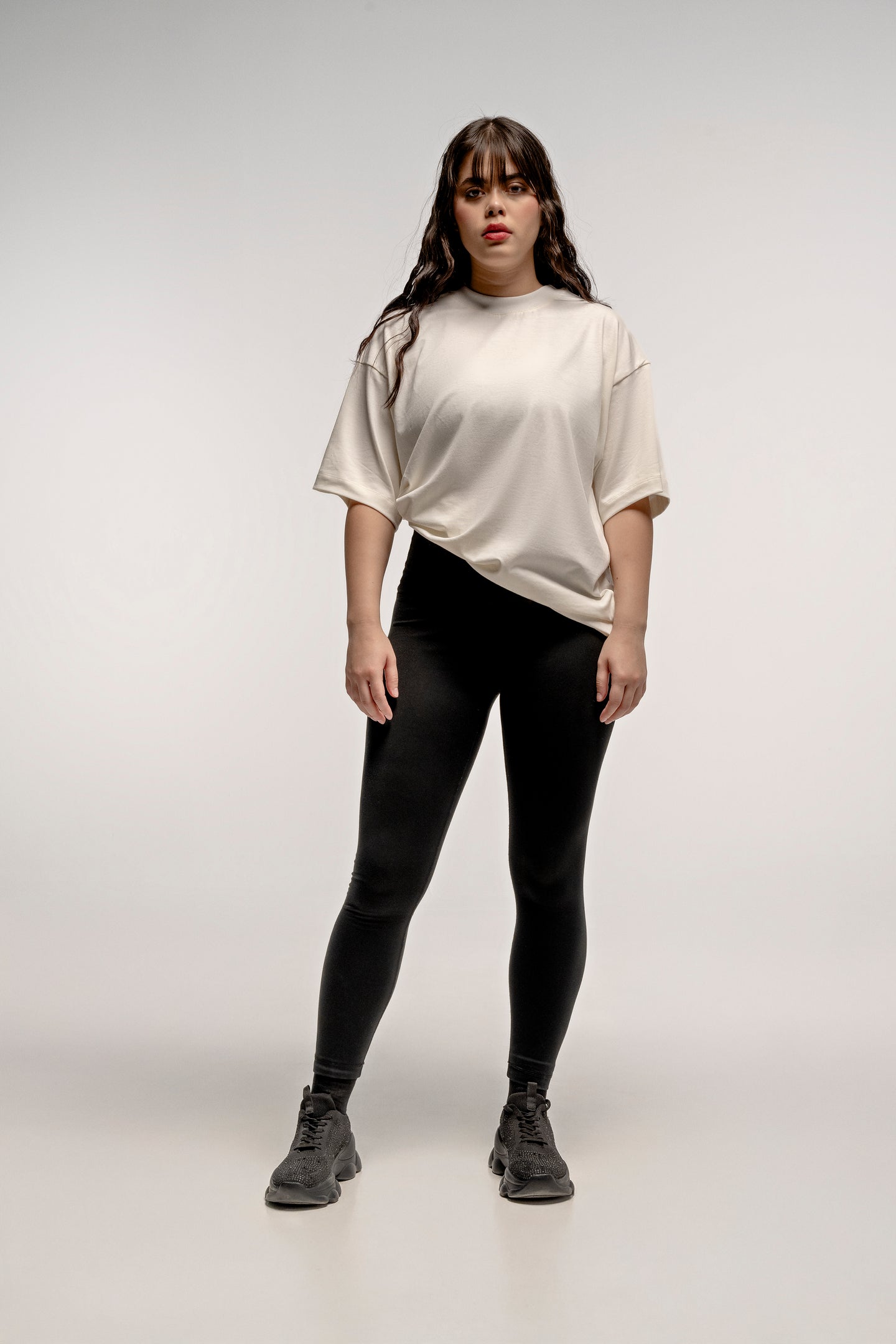 PLAYERA COTTON/SPANDEX OVERSIZE MARFIL 220 GSM/ WOMAN