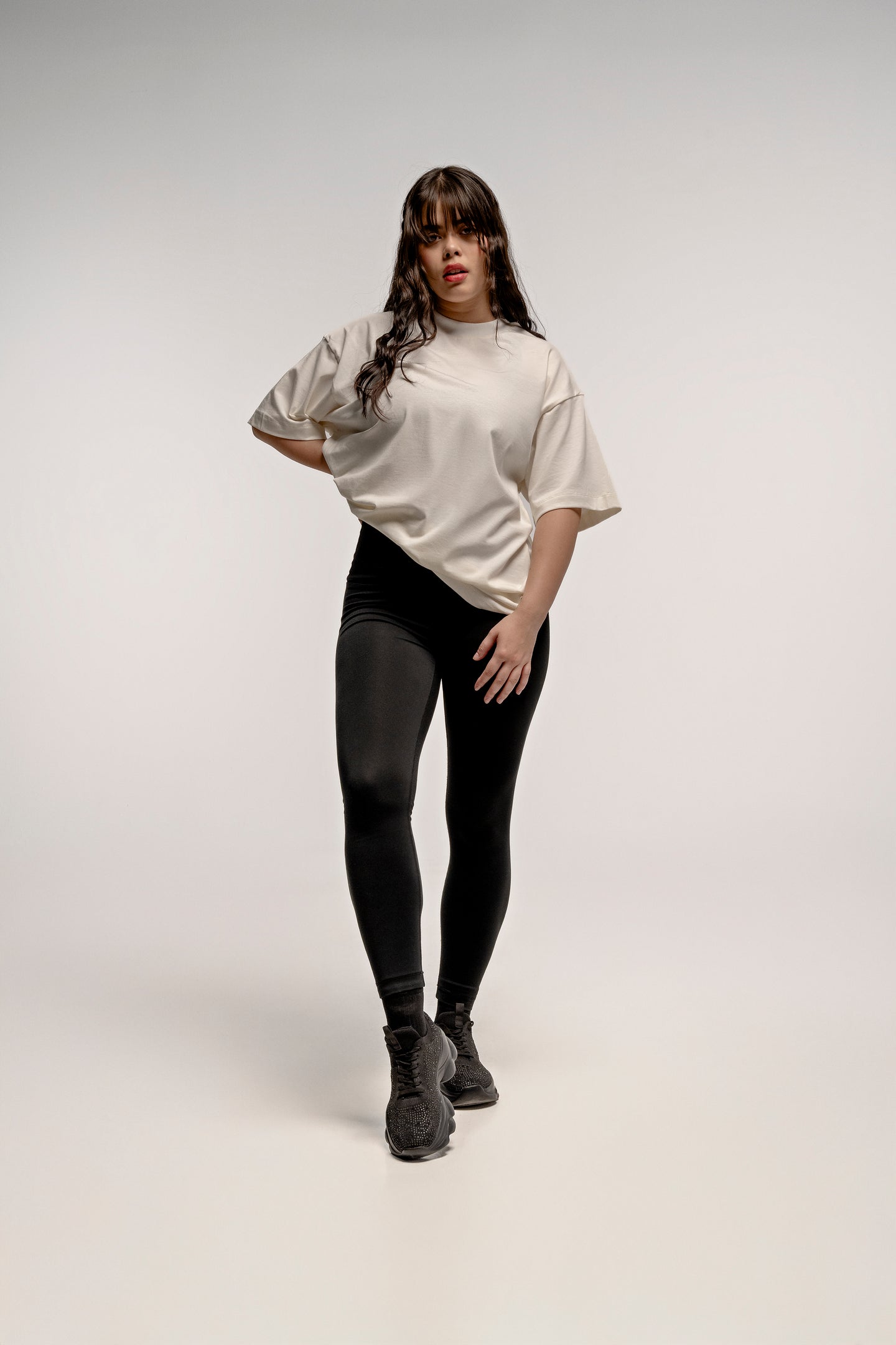 PLAYERA COTTON/SPANDEX OVERSIZE MARFIL 220 GSM/ WOMAN