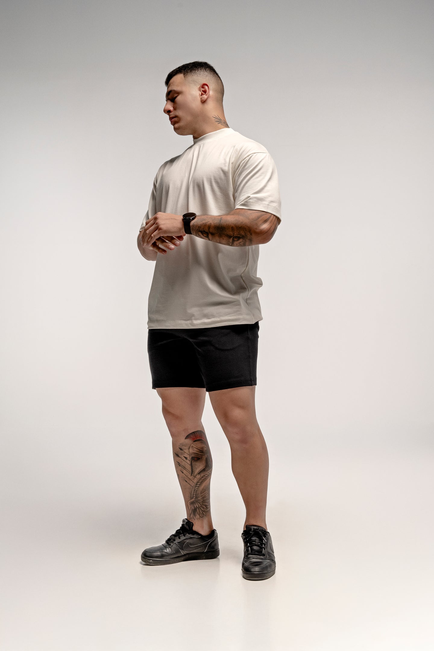 PLAYERA COTTON/SPANDEX OVERSIZE MARFIL 220 GSM