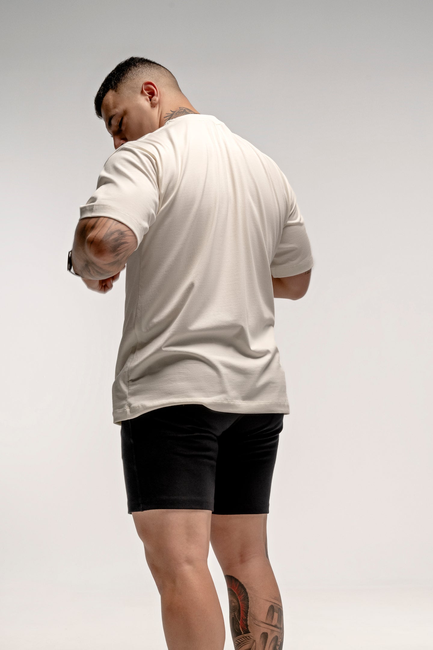 PLAYERA COTTON/SPANDEX OVERSIZE MARFIL 220 GSM